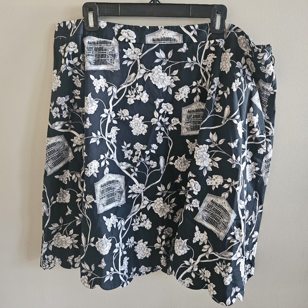 Talbots Toile Birdcage Floral A-Line Skirt